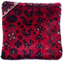 Shiraz Persian Rug 1'4" x 1'4" - Semi Antique Geometric Blue, Red Hand Knotted | detail view | SKU 113004