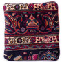 Mashad Persian Rug 1'4" x 1'4" - Semi Antique Medallion Crimson, Ultramarine Hand Knotted | detail view | SKU 113007