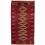 Turkmen Persian Rug 3'7" x 1'12" - Semi Antique Geometric Crimson, Navy Blue Hand Knotted | front view | SKU 110139