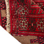 Turkmen Persian Rug 3x1 ft - Semi Antique Geometric Crimson, Navy Blue Hand Knotted | corner detail | SKU 110139