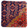 Ardabil Persian Rug 1x1 ft - Semi Antique Afshan All-Over, Herati Mahi Navy Blue, Madder Red, Gold Hand Knotted | detail view | SKU 113015