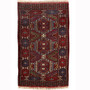 Turkmen Persian Rug 3'5" x 1'11" - Semi Antique Geometric Crimson, Navy Blue Hand Knotted | front view | SKU 110140