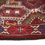 Turkmen Persian Rug 3'5" x 1'11" - Semi Antique Geometric Crimson, Navy Blue Hand Knotted | side view | SKU 110140