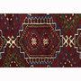 Turkmen Persian Rug 3x1 ft - Semi Antique Geometric Crimson, Navy Blue Hand Knotted | pile detail | SKU 110140