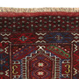 Turkmen Persian Rug 3x1 ft - Semi Antique Geometric Crimson, Navy Blue Hand Knotted | back view | SKU 110140