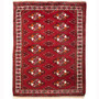 Turkmen Persian Rug 4'3" x 2'11" - Semi Antique Geometric Crimson, Navy Blue Hand Knotted | front view | SKU 110141