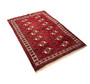 Turkmen Persian Rug 4'3" x 2'11" - Semi Antique Geometric Crimson, Navy Blue Hand Knotted | detail view | SKU 110141