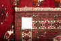 Turkmen Persian Rug 4x2 ft - Semi Antique Geometric Crimson, Navy Blue Hand Knotted | side view | SKU 110141