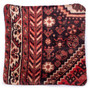Shiraz Persian Rug 1x1 ft - Semi Antique Afshan All-Over Geometric Dark Red Burgundy Cream Hand Knotted | detail view | SKU 113034