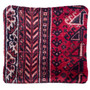 Shiraz Persian Rug 1x1 ft - Semi Antique Geometric, Tribal and Nomadic Madder Red, Dark Red, Navy Blue Hand Knotted | detail view | SKU 113036