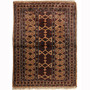 Turkmen Persian Rug 3'9" x 2'9" - Semi Antique Geometric Crimson, Navy Blue Hand Knotted | front view | SKU 110142