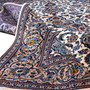 Kashan Persian Rug 11x7 ft - Semi Antique Medallion (Toranj), Shah Abbasi Cream, Navy Blue, Persian Blue Hand Knotted | detail view | SKU 112902