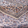 Kashan Persian Rug 11x8 ft - Semi Antique Medallion Toranj Shah Abbasi Cream Navy Blue Persian Blue Hand Knotted | corner detail | SKU 112903