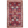 Bakhtiari Persian Rug 10x5 ft - Semi Antique Kheshti (Garden), Geometric Madder Red, Cream, Navy Blue Hand Knotted | front view | SKU 112906