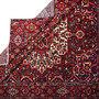 Bakhtiari Persian Rug 11x10 ft - Semi Antique Medallion (Toranj), Geometric Madder Red, Navy Blue, Cream Hand Knotted | detail view | SKU 112908