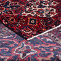 Bakhtiari Persian Rug 11x10 ft - Semi Antique Medallion Blue, Crimson Hand Knotted | corner detail | SKU 112908