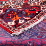 Bakhtiari Persian Rug 9x7 ft - Semi Antique Medallion Blue, Crimson Hand Knotted | corner detail | SKU 112910