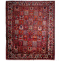 Bakhtiari Persian Rug 12'7" x 10'4" - Semi Antique Medallion Blue, Crimson Hand Knotted | front view | SKU 112911