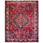 Bakhtiari Persian Rug 12x10 ft - Semi Antique Medallion (Toranj), Herati (Mahi) Madder Red, Navy Blue, Crimson Hand Knotted | front view | SKU 112914