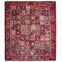 Bakhtiari Persian Rug 12x10 ft - Semi Antique Medallion Blue, Crimson Hand Knotted | front view | SKU 112915