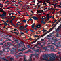 Bakhtiari Persian Rug 10x7 ft - Semi Antique Medallion Toranj, Shah Abbasi Madder Red, Navy Blue, Crimson Hand Knotted | corner detail | SKU 112916