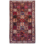 Bakhtiari Persian Rug 9'10" x 5'7" - Semi Antique Medallion Blue, Crimson Hand Knotted | front view | SKU 112917