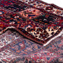 Bakhtiari Persian Rug 9x5 ft - Semi Antique Medallion Blue, Crimson Hand Knotted | corner detail | SKU 112917