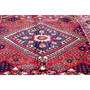 Bakhtiari Persian Rug 10x6 ft - Semi Antique Medallion Toranj, Geometric Madder Red, Navy Blue, Cream Hand Knotted | side view | SKU 112918