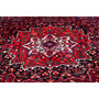Bakhtiari Persian Rug 12x10 ft - Semi Antique Medallion Toranj, Geometric Madder Red, Burgundy, Navy Blue Hand Knotted | side view | SKU 112923