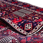Bakhtiari Persian Rug 10x6 ft - Semi Antique Medallion Blue, Crimson Hand Knotted | corner detail | SKU 112924