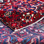 Bakhtiari Persian Rug 11x9 ft - Semi Antique Medallion (Toranj), Shah Abbasi Madder Red, Navy Blue, Cream Hand Knotted | corner detail | SKU 112927