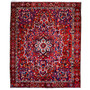 Bakhtiari Persian Rug 11x9 ft - Semi Antique Medallion (Toranj), Shah Abbasi Madder Red, Navy Blue, Cream Hand Knotted | front view | SKU 112927