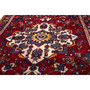 Bakhtiari Persian Rug 10x6 ft - Semi Antique Medallion Toranj, Geometric Crimson, Navy Blue, Ivory Hand Knotted | side view | SKU 112928