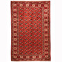 Turkmen Persian Rug 12x8 ft - Semi Antique Geometric, Turkmen Gul Madder Red, Crimson, Burgundy Hand Knotted | front view | SKU 110145