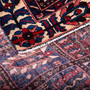 Bakhtiari Persian Rug 9'8" x 6'2" - Semi Antique Medallion Blue, Crimson Hand Knotted | corner detail | SKU 112929