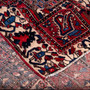Bakhtiari Persian Rug 9'2" x 5'1" - Semi Antique Medallion Blue, Crimson Hand Knotted | corner detail | SKU 112931