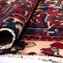 Bakhtiari Persian Rug 9'2" x 5'1" - Semi Antique Medallion Blue, Crimson Hand Knotted | detail view | SKU 112931