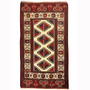 Turkmen Persian Rug 7'9" x 4'3" - Semi Antique Geometric Crimson, Navy Blue Hand Knotted | front view | SKU 110146