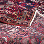 Bakhtiari Persian Rug 12x8 ft - Semi Antique Kheshti Garden, Geometric Dark Red, Crimson, Navy Blue Hand Knotted | corner detail | SKU 112942