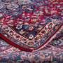 Najafabad Persian Rug 13x9 ft - Semi Antique Medallion Toranj, Shah Abbasi Madder Red, Navy Blue, Ivory Hand Knotted | corner detail | SKU 112944