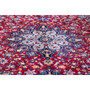 Najafabad Persian Rug 13x9 ft - Semi Antique Medallion Toranj, Shah Abbasi Madder Red, Navy Blue, Ivory Hand Knotted | side view | SKU 112944