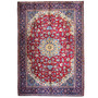 Najafabad Persian Rug 13x10 ft - Semi Antique Medallion Toranj, Shah Abbasi Madder Red, Navy Blue, Ivory Hand Knotted | front view | SKU 112946