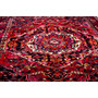 Bakhtiari Persian Rug 9x6 ft - Semi Antique Medallion (Toranj), Geometric Crimson, Dark Red, Navy Blue Hand Knotted | side view | SKU 112948