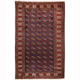Turkmen Persian Rug 12'4" x 8'2" - Semi Antique Geometric Crimson, Navy Blue Hand Knotted | front view | SKU 110147