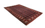 Turkmen Persian Rug 12'4" x 8'2" - Semi Antique Geometric Crimson, Navy Blue Hand Knotted | corner detail | SKU 110147