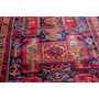 Ardabil Persian Rug 10x3 ft - Semi Antique Medallion (Toranj), Geometric Madder Red, Navy Blue, Cream Hand Knotted | side view | SKU 112964