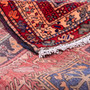 Ardabil Persian Rug 10x3 ft - Semi Antique Medallion (Toranj), Geometric Madder Red, Navy Blue, Cream Hand Knotted | corner detail | SKU 112964