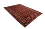 Turkmen Persian Rug 12'2" x 8'4" - Semi Antique Geometric Crimson, Navy Blue Hand Knotted | detail view | SKU 110149
