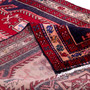 Ardabil Persian Rug 10x4 ft - Semi Antique Medallion Toranj, Geometric Dark Red, Navy Blue, Cream Hand Knotted | corner detail | SKU 112971