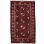 Turkmen Persian Rug 3x2 ft - Semi Antique Geometric, Turkmen Gul Dark Red, Burgundy, Crimson Hand Knotted | front view | SKU 110150